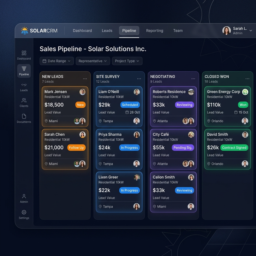 SolarSwytch CRM sales pipeline